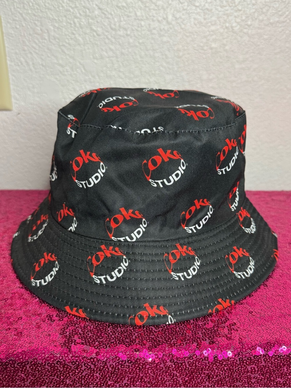 3/for $15 ๐ COKE STUDIO Black & Red Logo Bucket Hat - Unisex - Picture 3 of 5